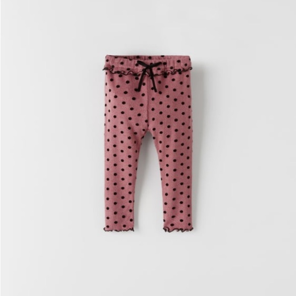 ZARA- Girls Raspberry & black color polkadot pants size 4-5 years old